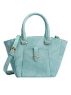 Romwe Marble Print Trapezoid Tote Bag - Mint Green