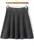 Romwe High Waist Screw Thread Knit Grey Skirt