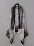 Romwe Grey Floral Print Voile Scarf