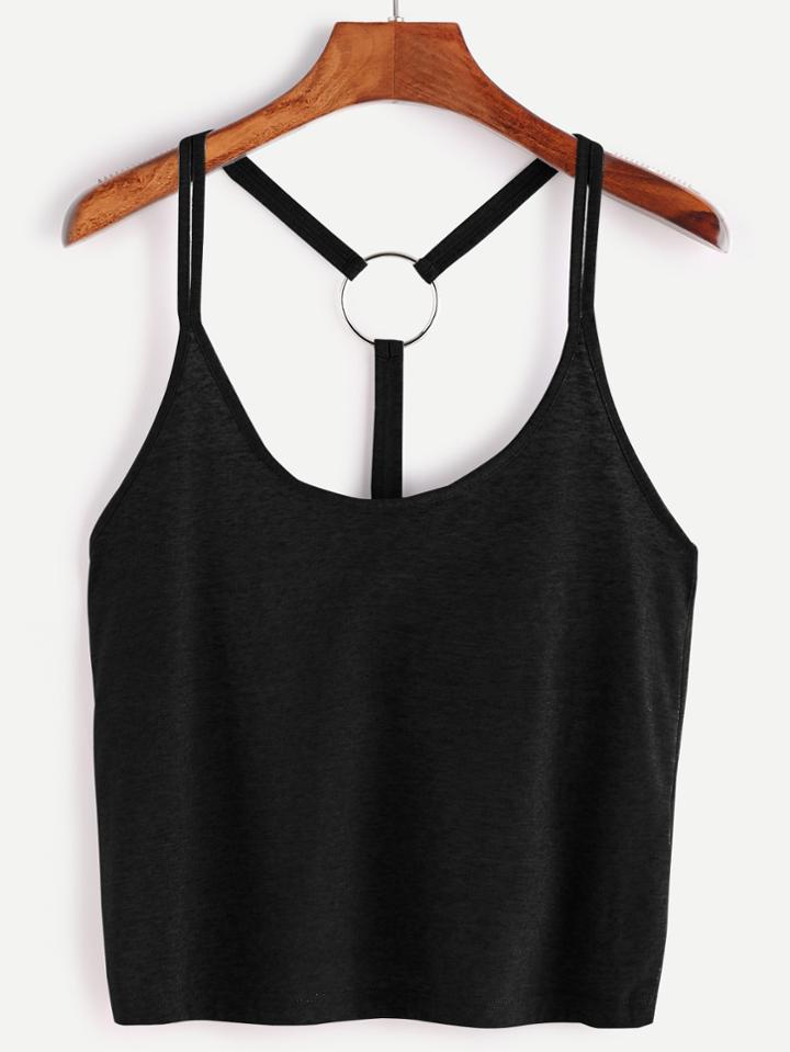 Romwe Strappy O-ring Accent Back Cami Top