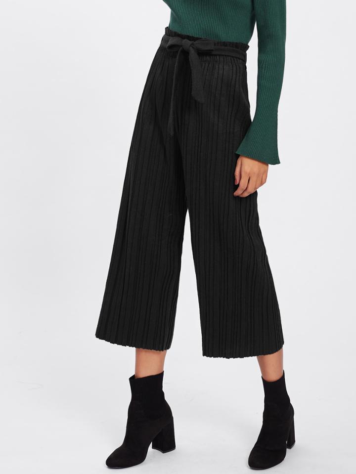 Romwe Self Tie Waist Pleated Pants