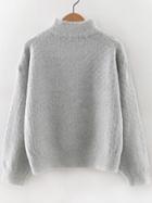 Romwe Grey Turtleneck Drop Shoulder Sweater