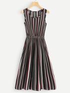 Romwe Scoop Neck Striped Print Dress