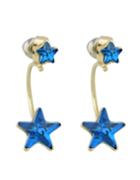 Romwe Beautiful Blue Rhinestone Stud Star Earrings
