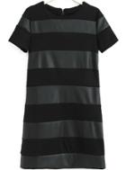 Romwe Short Sleeve Striped A-line Dress