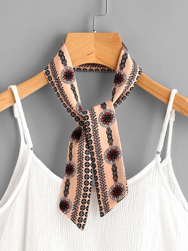 Romwe Calico Print Twilly Scarf