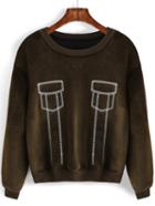 Romwe Long Sleeve Embroidered Loose Sweatshirt