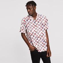 Romwe Guys Notched Button Up Geo Shirt