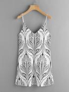 Romwe Double V-neckline Seamless Pattern Cami Dress