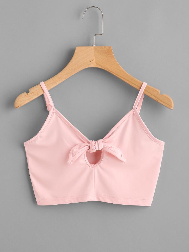 Romwe Knot Keyhole Front Crop Cami Top