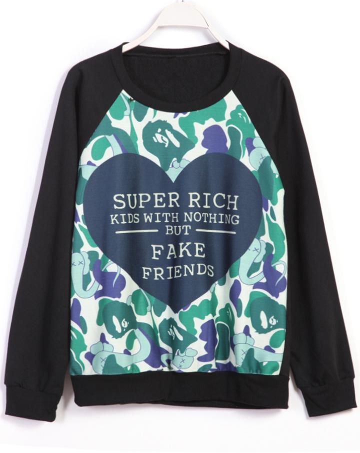Romwe Letter Print Sweatshirt
