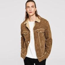 Romwe Guys Raw Seam Button Up Faux Shearling Jacket