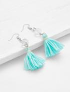 Romwe Tassel Drop Earrings With Crystal Detail