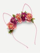 Romwe Flower Embellished Bunny Ear Headband