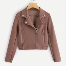 Romwe Oblique Zipper Biker Jacket