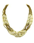 Romwe Bohemian Style Multilayers Beige Small Beads Necklace