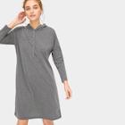 Romwe Half Placket Hooded Dress