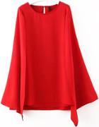 Romwe Split Sleeve Loose Cape Red Dress