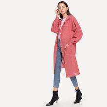Romwe Single Breasted Hooded Outerwear