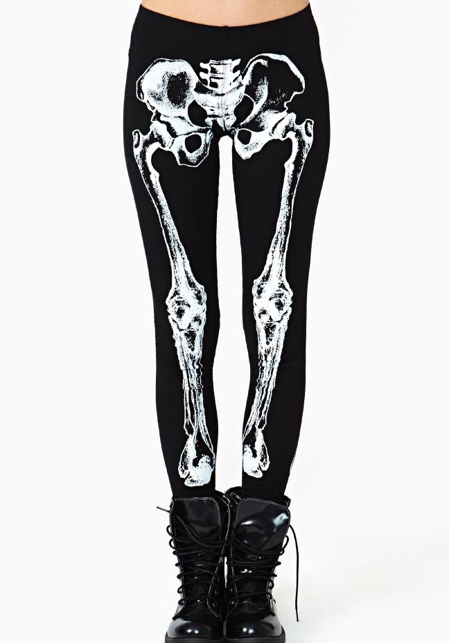 Romwe Skeleton Print Elastic Legging