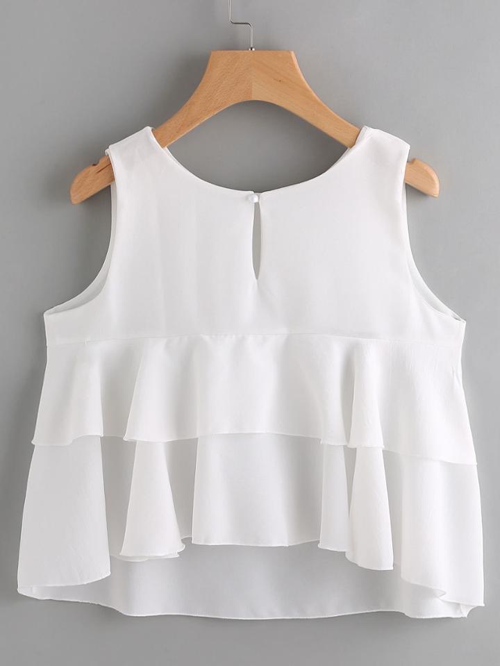Romwe Dip Hem Layered Back Top