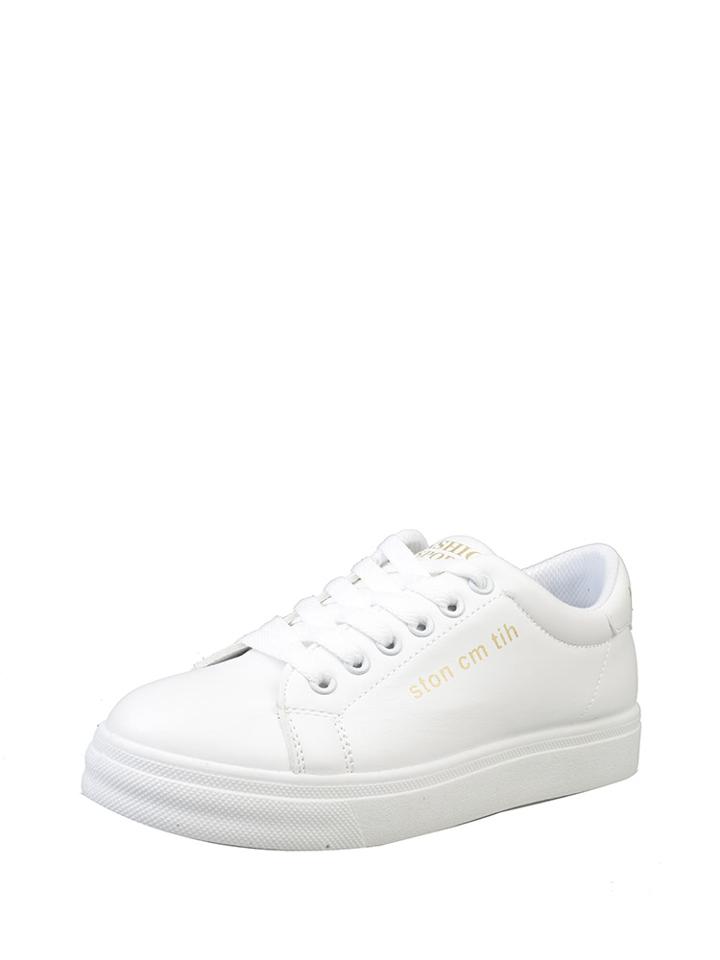 Romwe Letter Print Lace Up Pu Flatform Sneakers