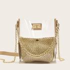 Romwe Twist Lock Clear Satchel Bag With Inner Pouch