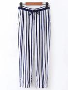 Romwe Drawstring Waist Vertical Striped Pants