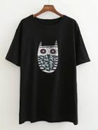 Romwe Owl Print Tee