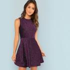 Romwe Fit And Flare Sleeveless Glitter Dress