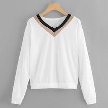 Romwe Contrast Striped V Neck Tee