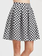 Romwe Black Grid Box Pleated Skirt