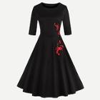 Romwe Embroidered Applique Flare Dress