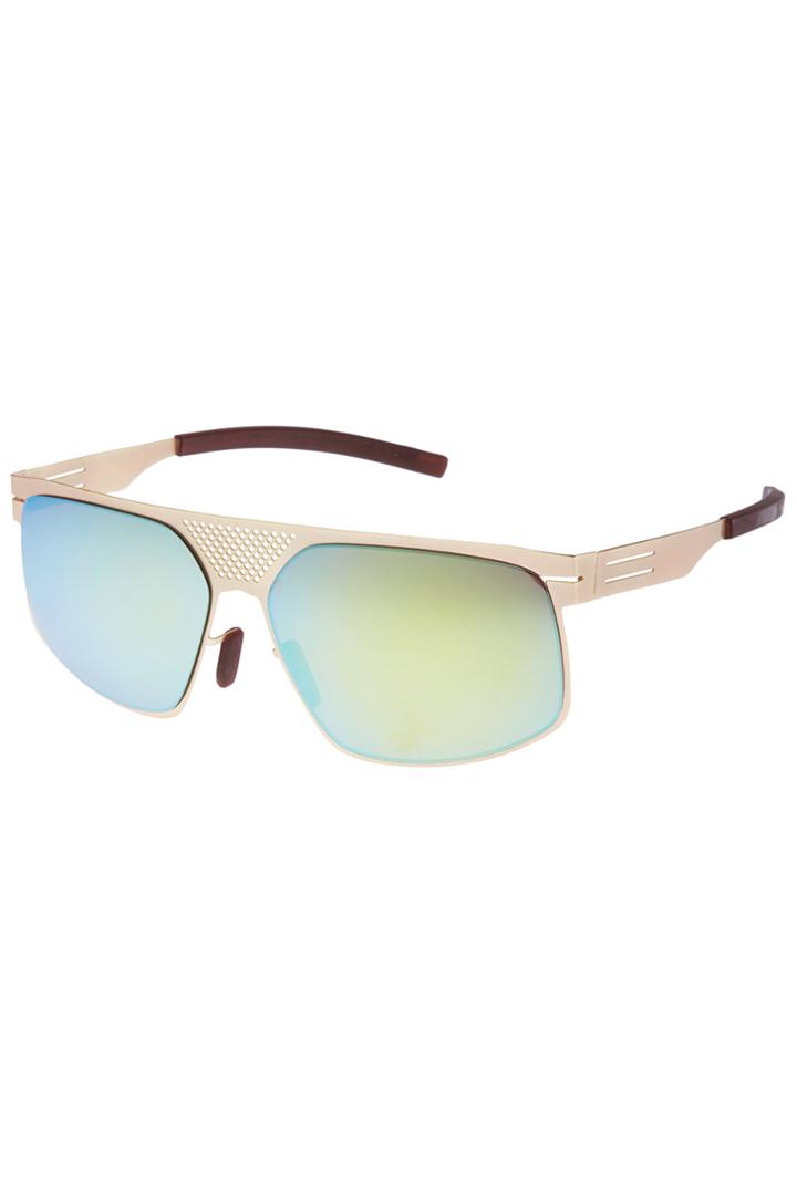 Romwe Romwe Green Lenses Gold Sunglasses