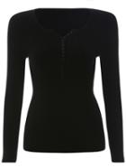 Romwe Single Breasted Slim Black Sweater