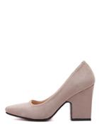 Romwe Apricot Square Toe Chunky Heel Pumps