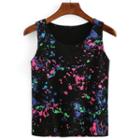 Romwe Paint Splatter Print Tank Top