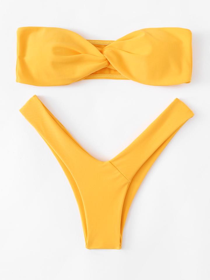 Romwe Twist High Leg Bikini Set
