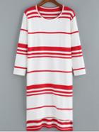 Romwe Striped High Low Sweater Dress