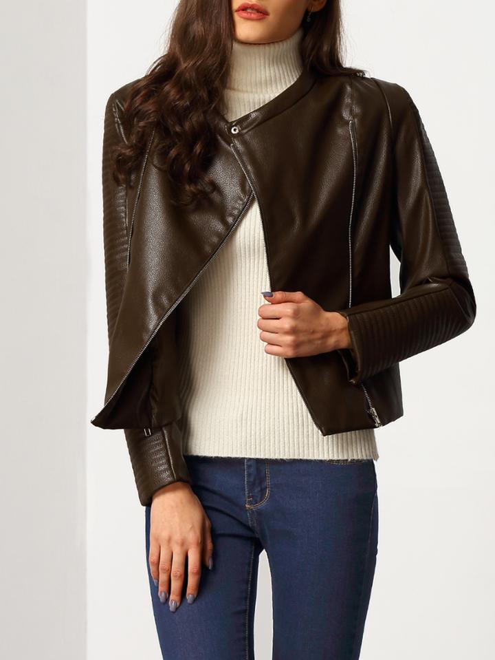 Romwe Army Long Sleeve Zipper Jacket