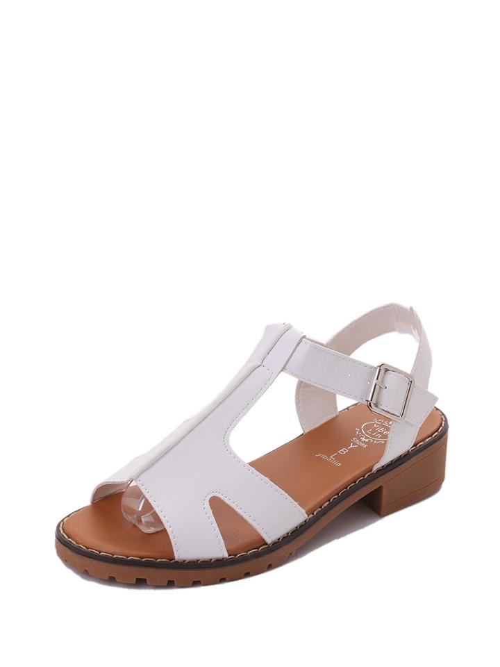 Romwe Peep Toe Cut Out Pu Sandals