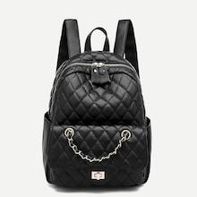 Romwe Quilted Chain Decor Backpack