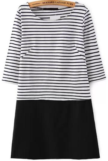 Romwe Colour-block Striped Slim Dress
