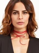 Romwe Red Bow Simple Wrap Choker Necklace