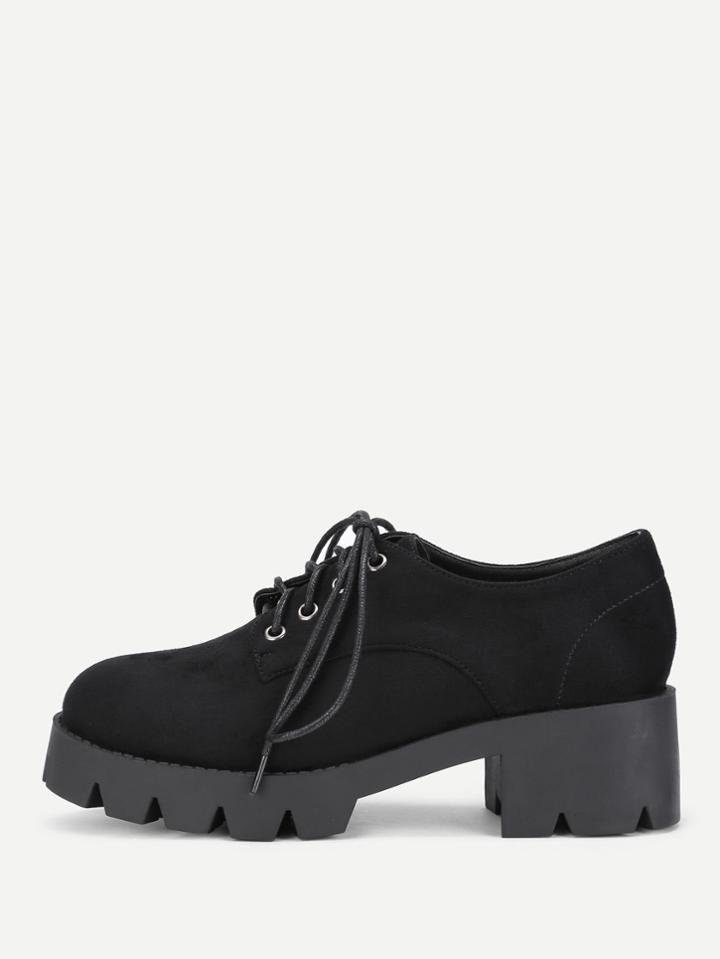 Romwe Lace Up Chunky Platform Wedges