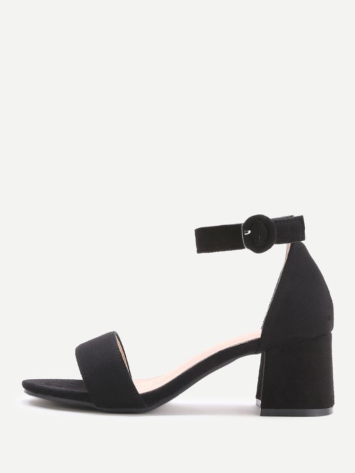 Romwe Black Tow Part Block Heel Sandals