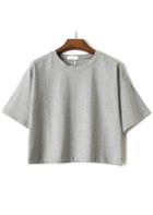 Romwe Round Neck Crop Grey T-shirt