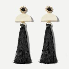 Romwe Half Round Long Tassel Drop Earrings 1pair