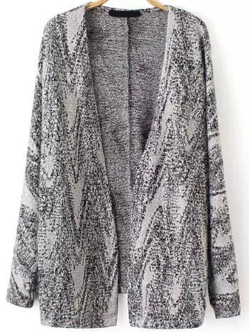 Romwe Open Front Fuzzy Cardigan