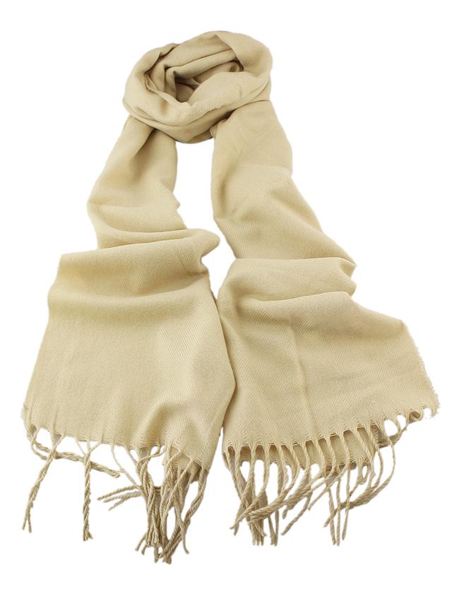 Romwe Beige Soild Cashmere Fringer Fashionable Woman Scarf